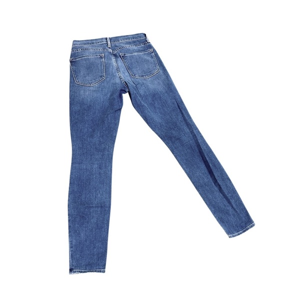 Frame Denim Le Skinny de Jeanne distressed frayed hem mid tone jeans USA size 26 - Picture 3 of 10